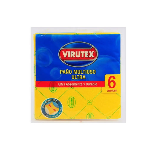 Paño multiuso Virutex ultra absorbente amarillo - 6 un.