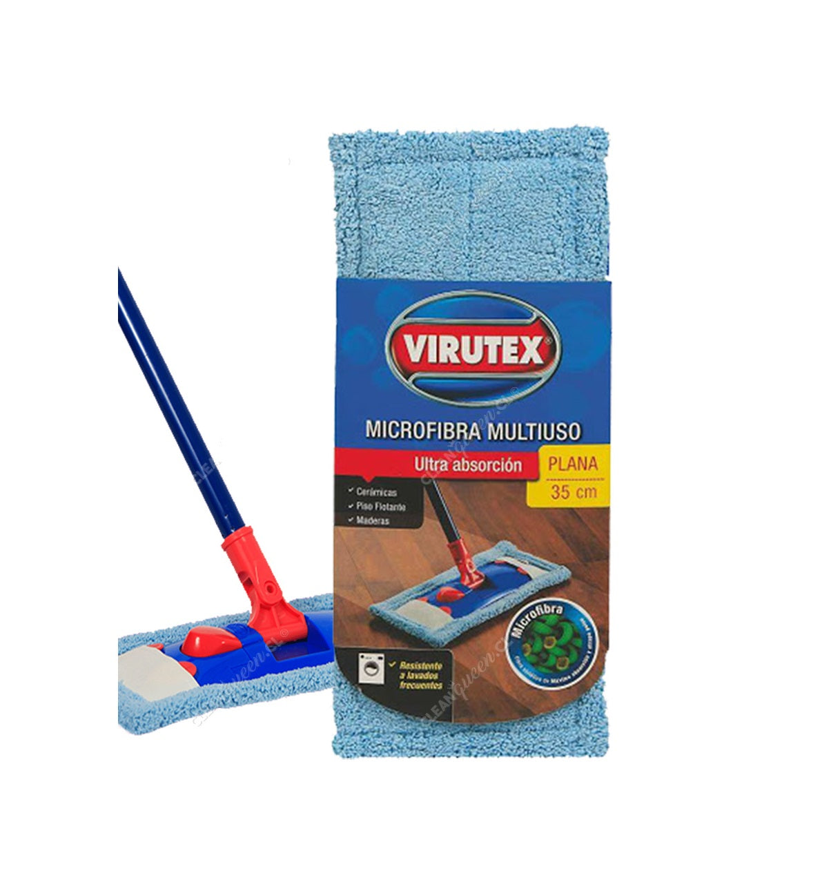 Mopa Plana Set Microfibra Ultra Absorbente Virutex - 35 cms.