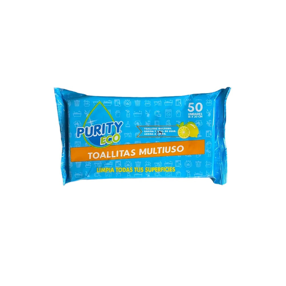 Toallas Húmedas Multiuso Purity Eco - 50 un.